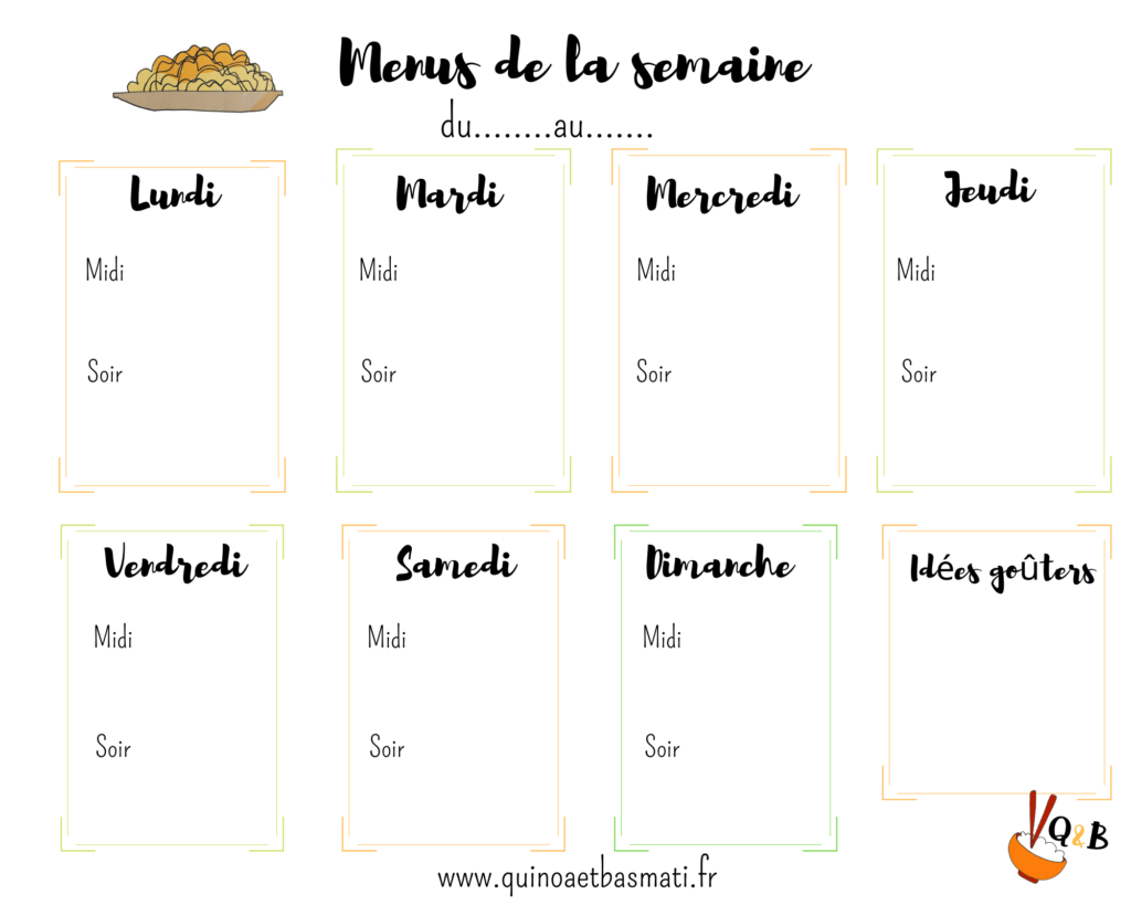 menus de la semaine